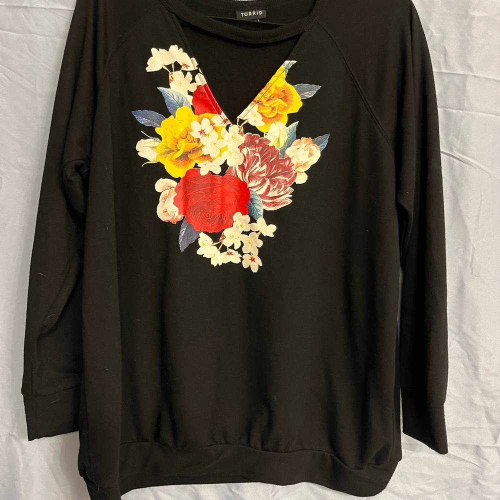 Torrid Black Floral Women's Top